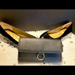 Mini black clutch with gold chain
